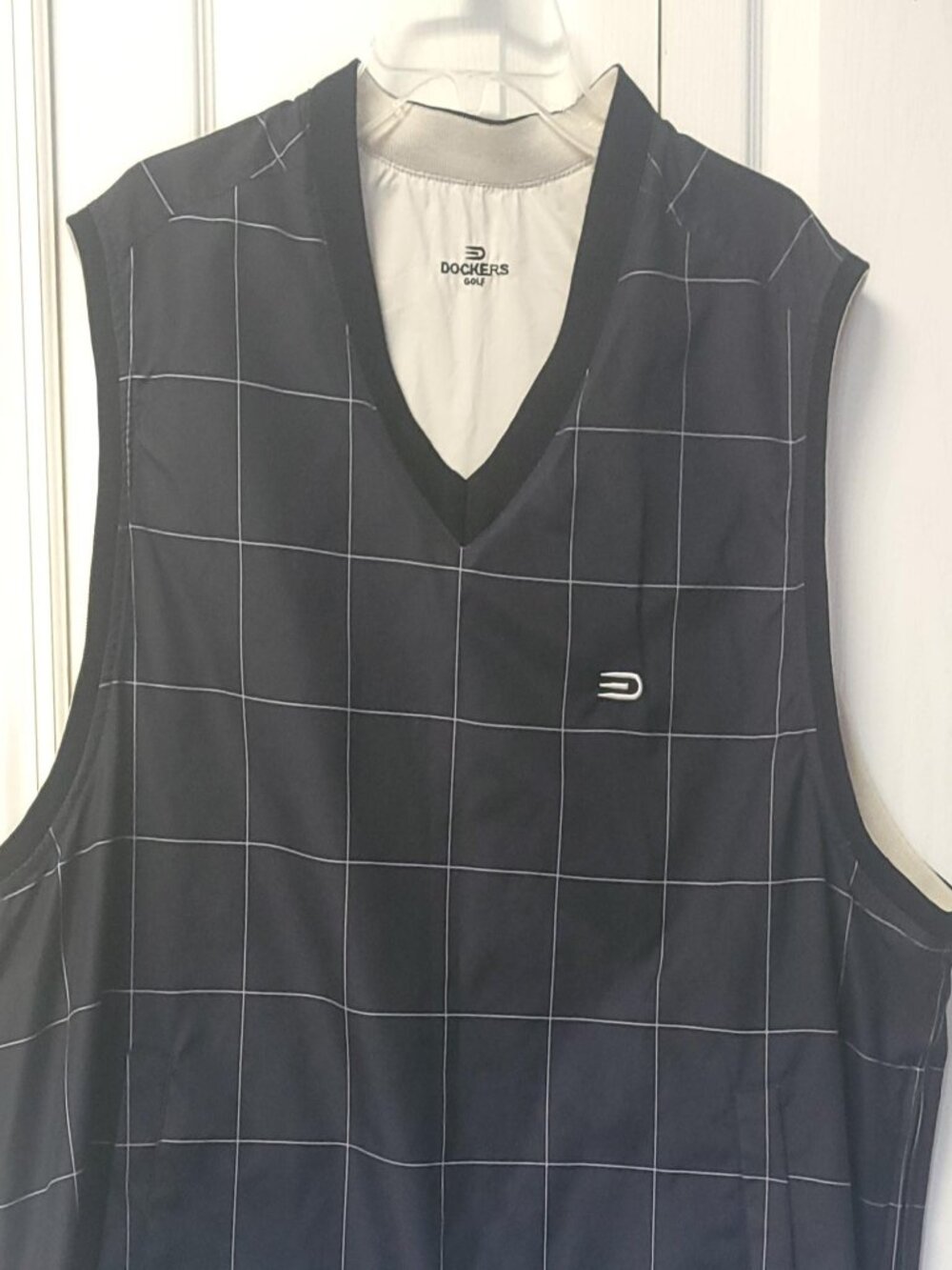 Dockers Golf Stain Defender Reversible Wind Vest Black Windowpane  Size L